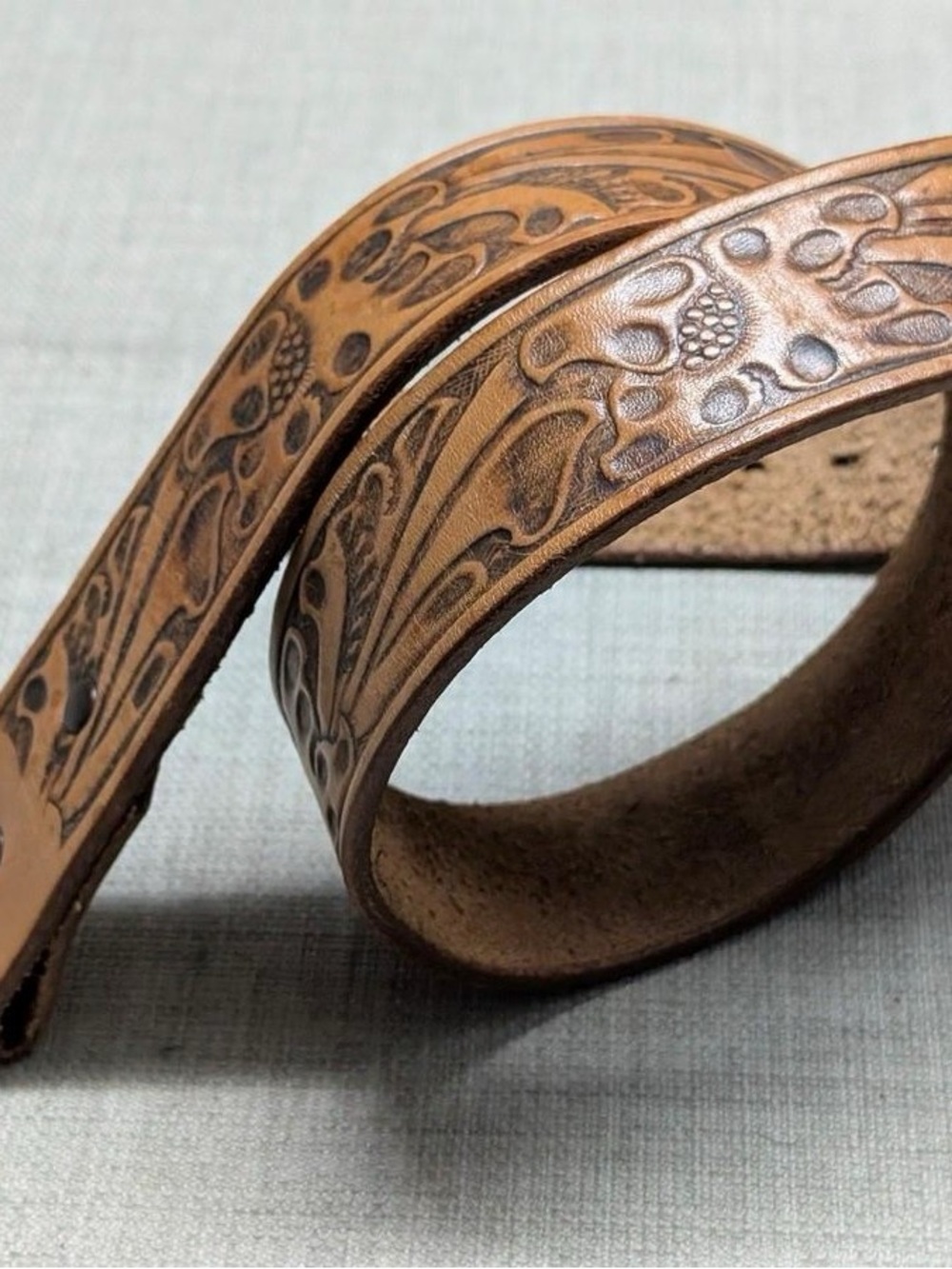 Embossed Leather Belt - Brown